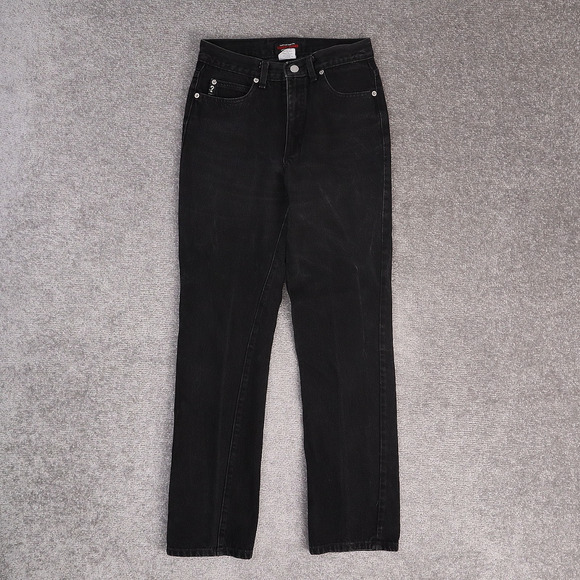 VTG 90s Y2K Womens GUESS 26x30 Dark Wash Straight Leg Black Denim Jeans - Picture 1 of 11